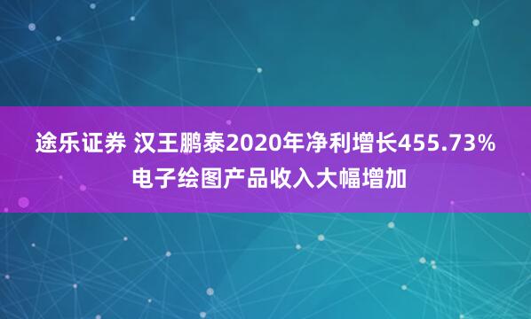 途乐证券 汉王鹏泰2020年净利增长455.73% 电子绘图产品收入大幅增加