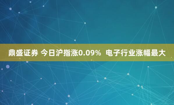 鼎盛证券 今日沪指涨0.09%  电子行业涨幅最大